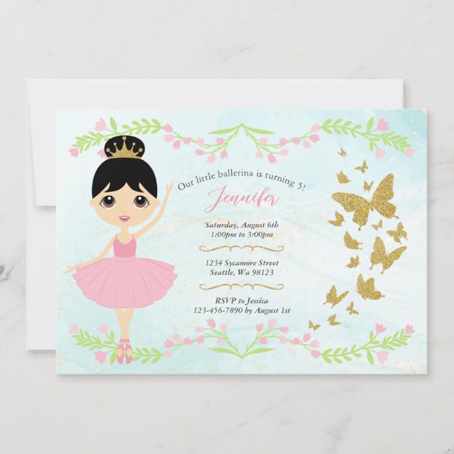 Einladungen von Mädchen zum Geburtstag (Vorderseite)