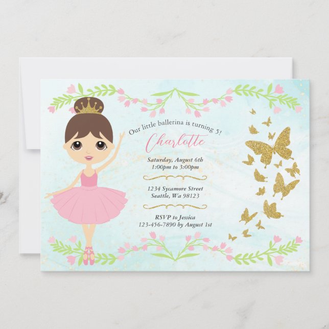 Einladungen von Mädchen zum Geburtstag (Vorderseite)