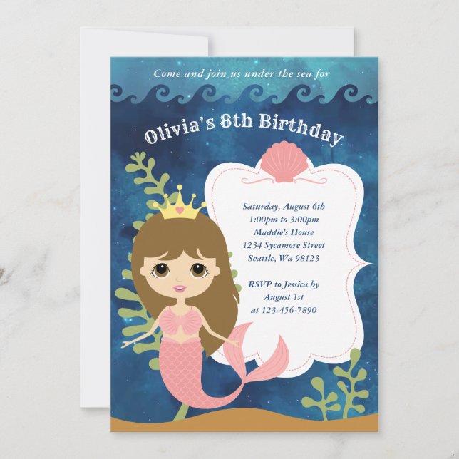 Einladungen von Mädchen zum Geburtstag (Vorderseite)