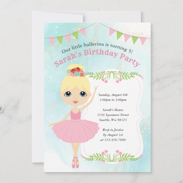 Einladungen von Mädchen zum Geburtstag (Vorderseite)