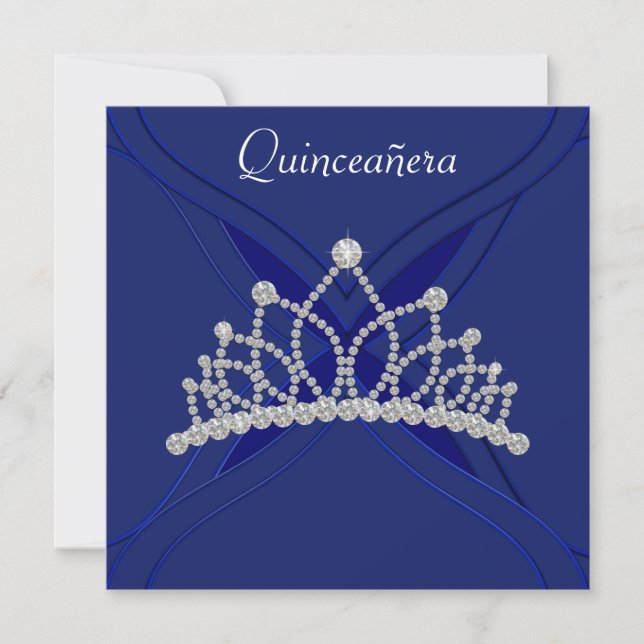 Einladungen von Royal Blue and White Quinceanera (Vorderseite)