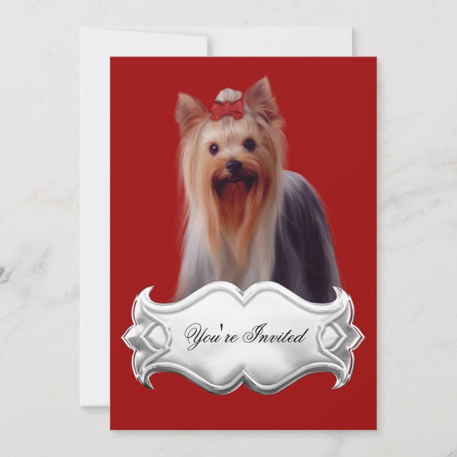 Einladungen Yorkshire Terrier Puppy Hunde Red (Vorderseite)