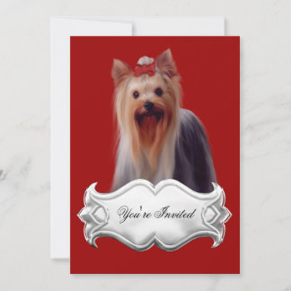 Einladungen Yorkshire Terrier Puppy Hunde Red