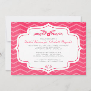 Einladungen Zickzack Bridal-Dusche in Hot Pink