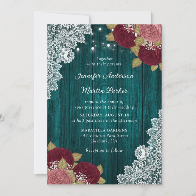 Einladungen zu aquamarinen Hochzeiten in Burgund u (Vorderseite)