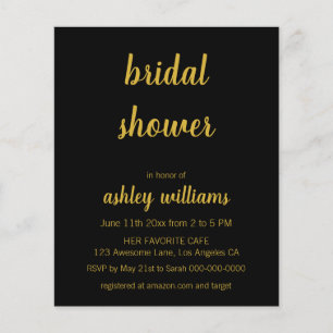 Einladungen zu Black & Gold Bridal Shower im Budge
