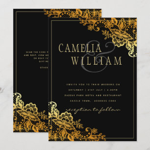 Einladungen zu Black Gold Lace Hochzeiten