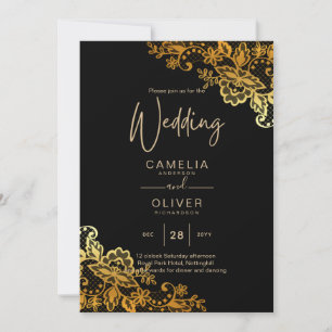 Einladungen zu Black Gold Lace Hochzeiten