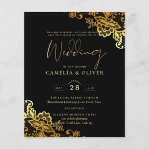 Einladungen zu Black Gold Lace Hochzeiten