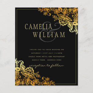 Einladungen zu Black Gold Lace Hochzeiten Flyer