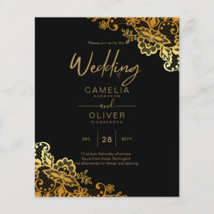 Einladungen zu Black Gold Lace Hochzeiten Flyer