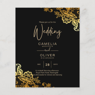 Einladungen zu Black Gold Lace Hochzeiten Flyer