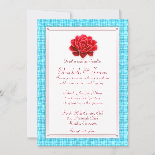 Einladungen zu blauen und roten Hochzeiten (Vorderseite)