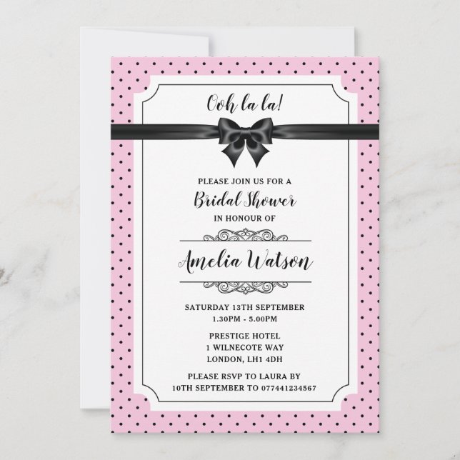 Einladungen zu Bridal-Dusche zum Thema Paris (Vorderseite)