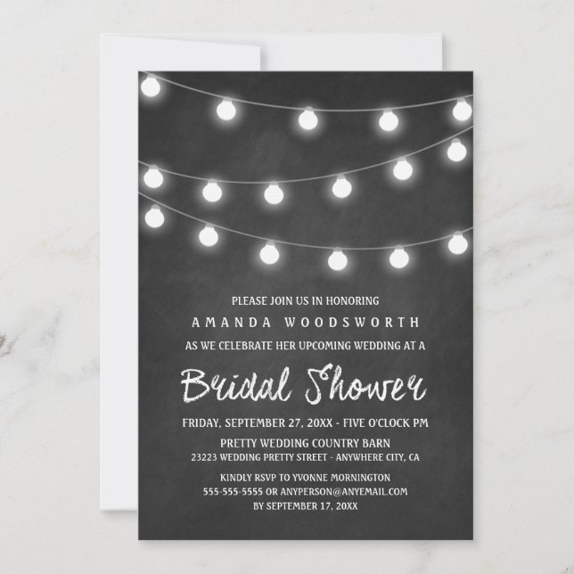 Einladungen zu Chalkboard und Lights Bridal Dusche (Vorderseite)