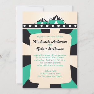 Einladungen zu Circus Wedding - Schwarz und Aquama