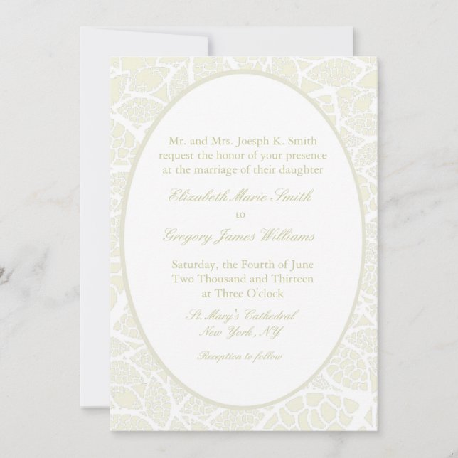 Einladungen zu Cream&White Lace Hochzeit (Vorderseite)