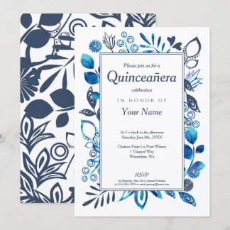 Einladungen zu Crystal Blue Quinceñera