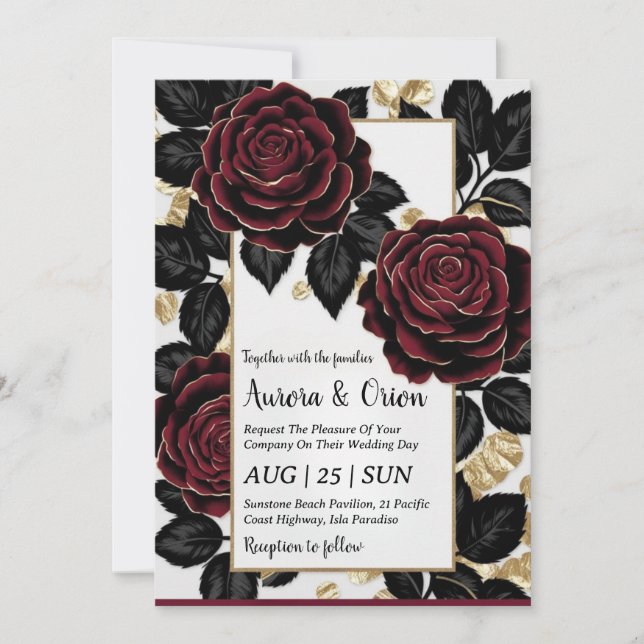 Einladungen zu einer blumenburgundischen Hochzeit  (Vorderseite)