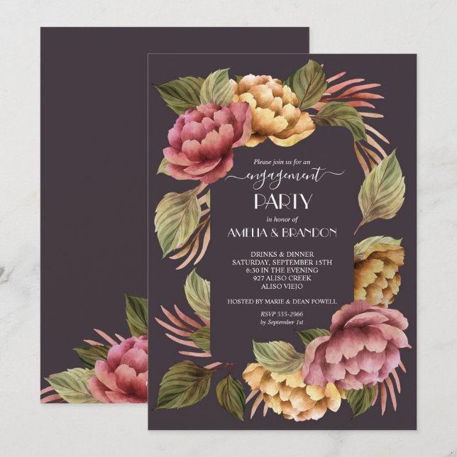 Einladungen zu einer dramatisch floralen Beteiligu (Vorne/Hinten)