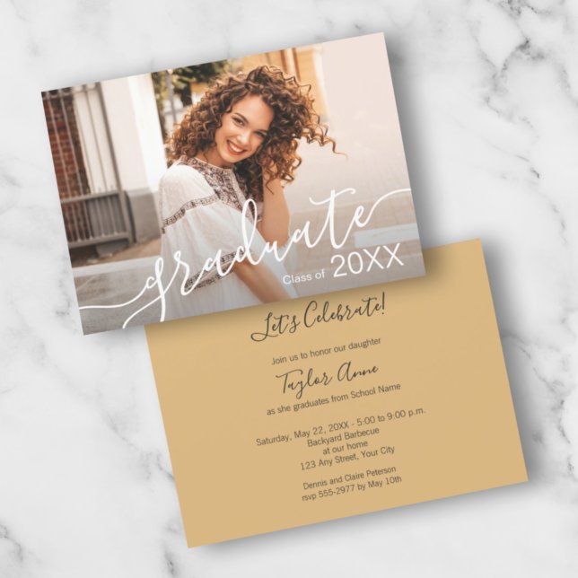 Einladungen zu eleganten Script-Foto-Graduation-Pa (Von Creator hochgeladen)