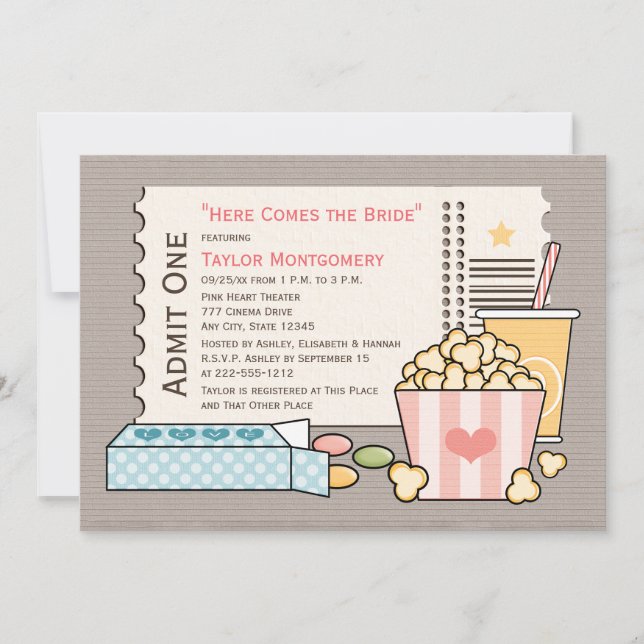 Einladungen zu Film Themed Bridal Shower (Vorderseite)