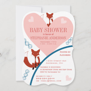 Einladungen zu Fox and Hearts Baby Girl Shower