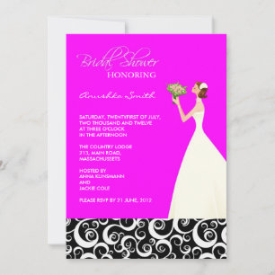 Einladungen zu Fuchsia und Black Bridal