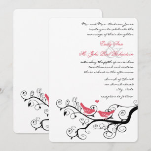 Einladungen zu Funky Wirbel Pink Love Bird Tree We