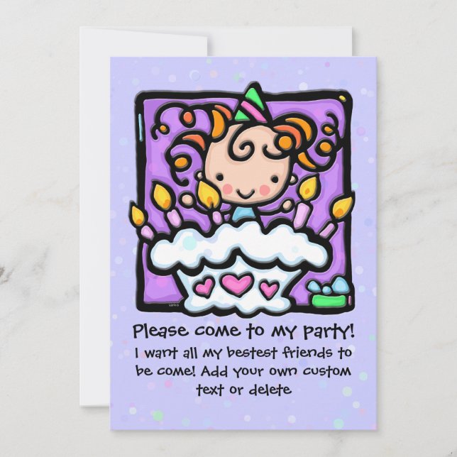 Einladungen zu Geburtstagsfeiern LILA (Vorderseite)