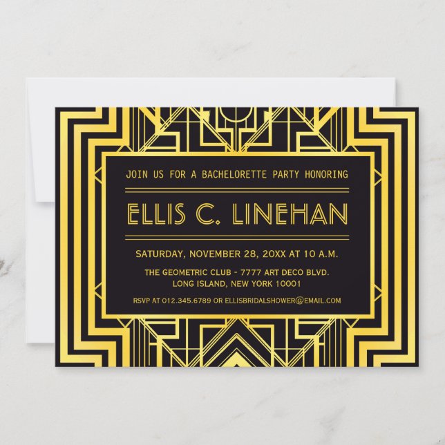 Einladungen zu geometrischen Junggeselinnen-Abschi (Vorderseite)