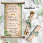 Einladungen zu Gold und Sage Green Quince DIY Scro<br><div class="desc">BITTE BEACHTEN SIE: Dieses Produkt ist nur eine Einladung in Papierform. Es enthält KEINE Dübel oder Bänder, die Sie einzeln hinzufügen können, um sie in eine echte Schriftrolle zu verwandeln. Sie können mir mitteilen, ob Sie zusätzliche Ressourcen für die Dübel, Finale oder Bänder, die im Spottbild verwendet werden, benötigen. Entwerfen...</div>