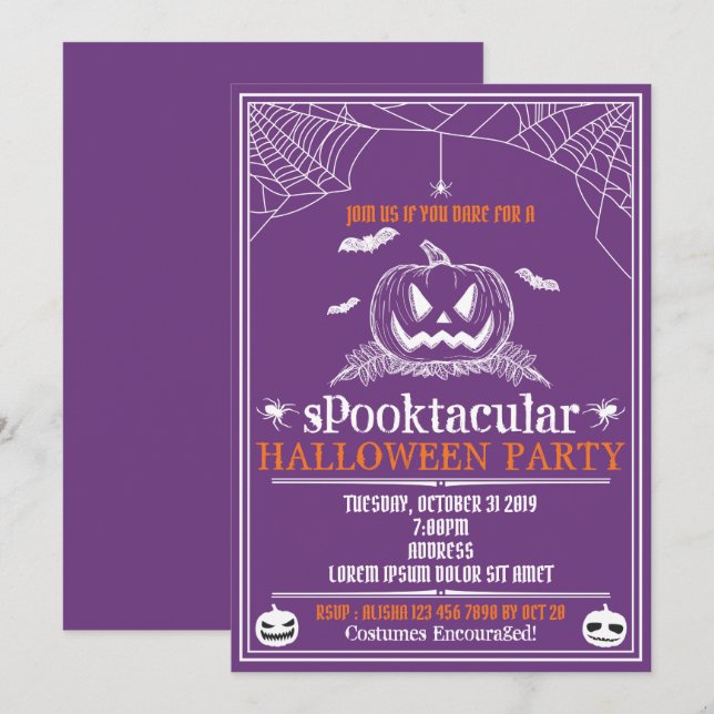 Einladungen zu Halloween-Party (Vorne/Hinten)