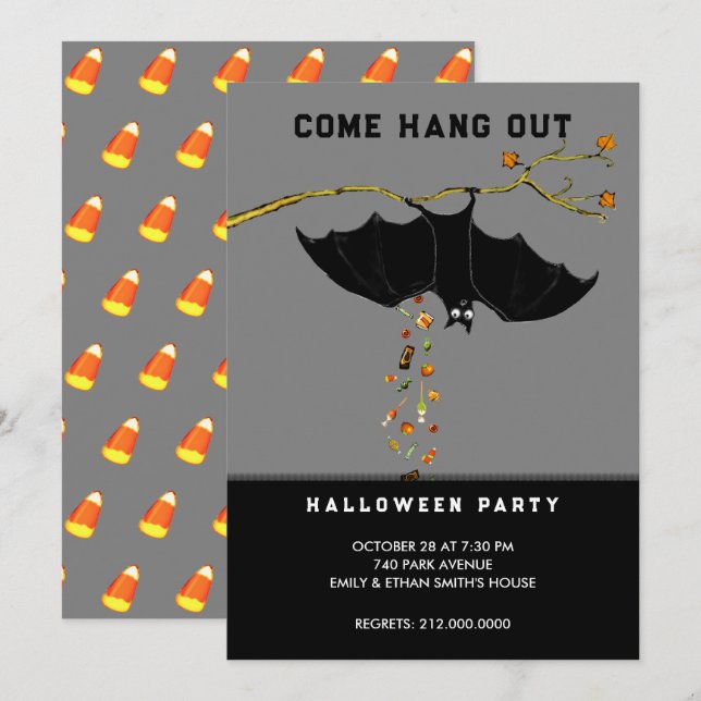 Einladungen zu Halloween-Party (Vorne/Hinten)