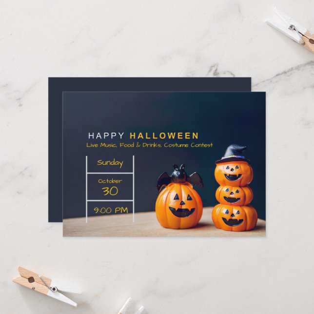 Einladungen zu Halloween-Party (Vorderseite/Rückseite Beispiel)