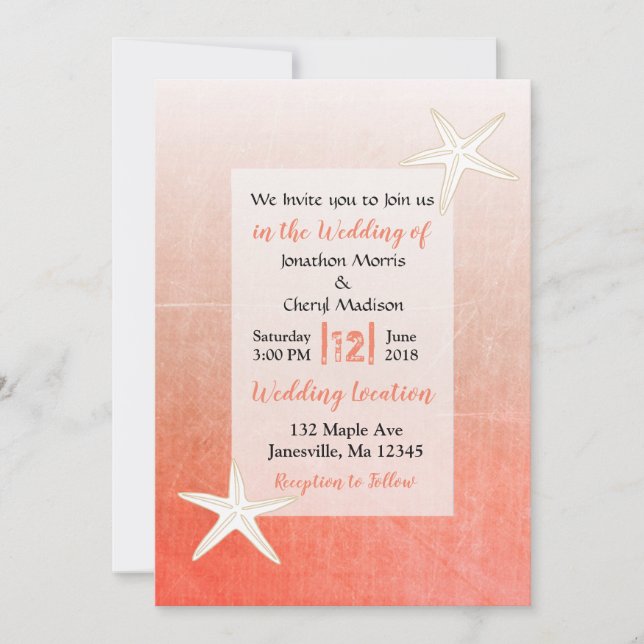 Einladungen zu Hochzeiten am Korallenriff (Vorderseite)