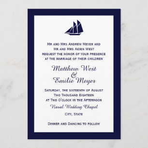 Einladungen zu Hochzeiten der Nautical Navy Blue S