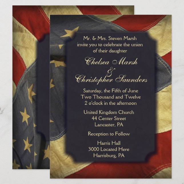 Einladungen zu Hochzeiten in amerikanischen Flag L (Vorne/Hinten)
