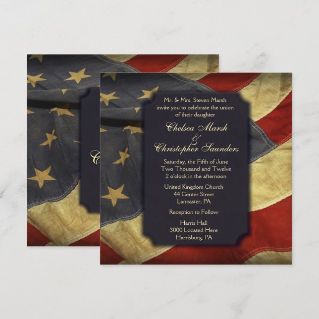 Einladungen zu Hochzeiten in amerikanischen Flag L (Vorne/Hinten)