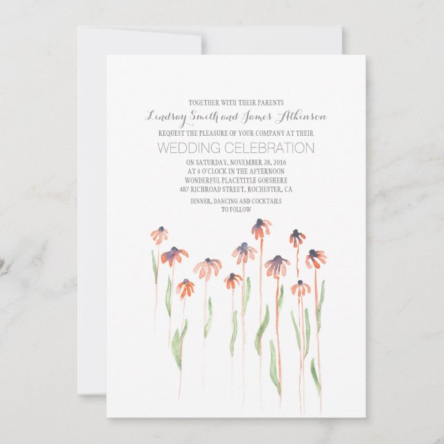 Einladungen zu Hochzeiten in Aquarellfarben (Vorderseite)