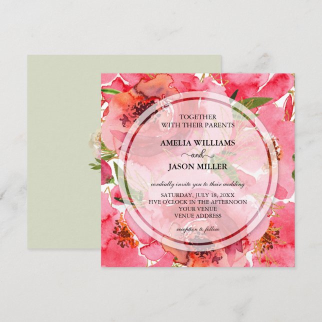 Einladungen zu Hochzeiten in Aquarellfarben (Vorne/Hinten)