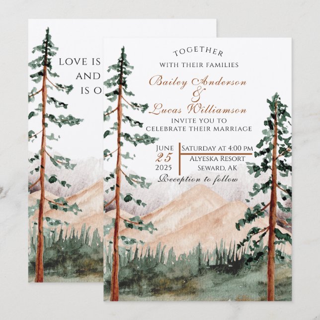 Einladungen zu Hochzeiten in Bergsicht (Vorne/Hinten)