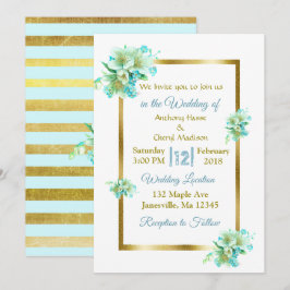Einladungen zu Hochzeiten in Blau und Gold