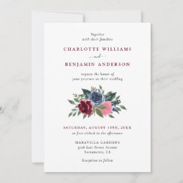 Einladungen zu Hochzeiten in Burgund und Navy