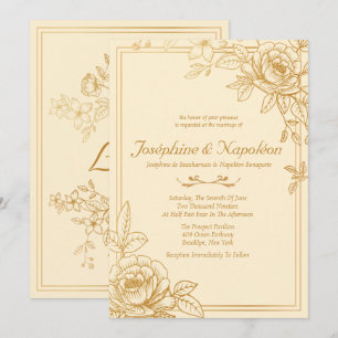 Einladungen zu Hochzeiten in Gold Floral