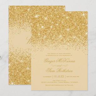 Einladungen zu Hochzeiten in Gold Glitzer
