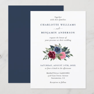Einladungen zu Hochzeiten in Navy Blue und Burgund