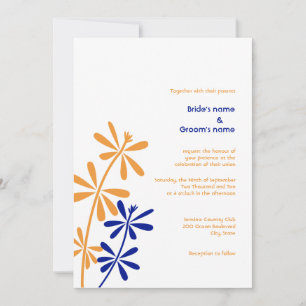 Einladungen zu Hochzeiten in Orange und Blauer Flo