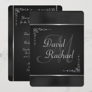 Einladungen zu Hochzeiten in Premium Black and Sil