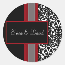 Einladungen zu Hochzeiten in Red White Black Damas Runder Aufkleber